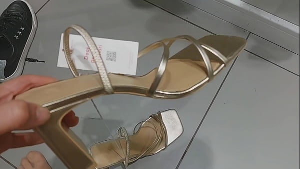 Try On Haul!!! Hot Milf Trys On Shoes In Nylon Pantyhose